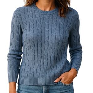 Shein Cable Knit Crewneck Sweater Powder Blue Long Sleeve Soft M